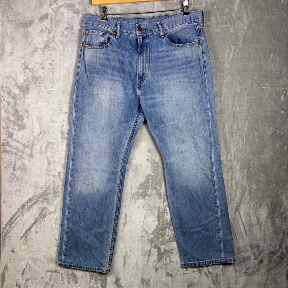 Levi Jeans 505 Straight Leg‎ 38x30 Denim Blue Mens Casual Workwear Classic Wash